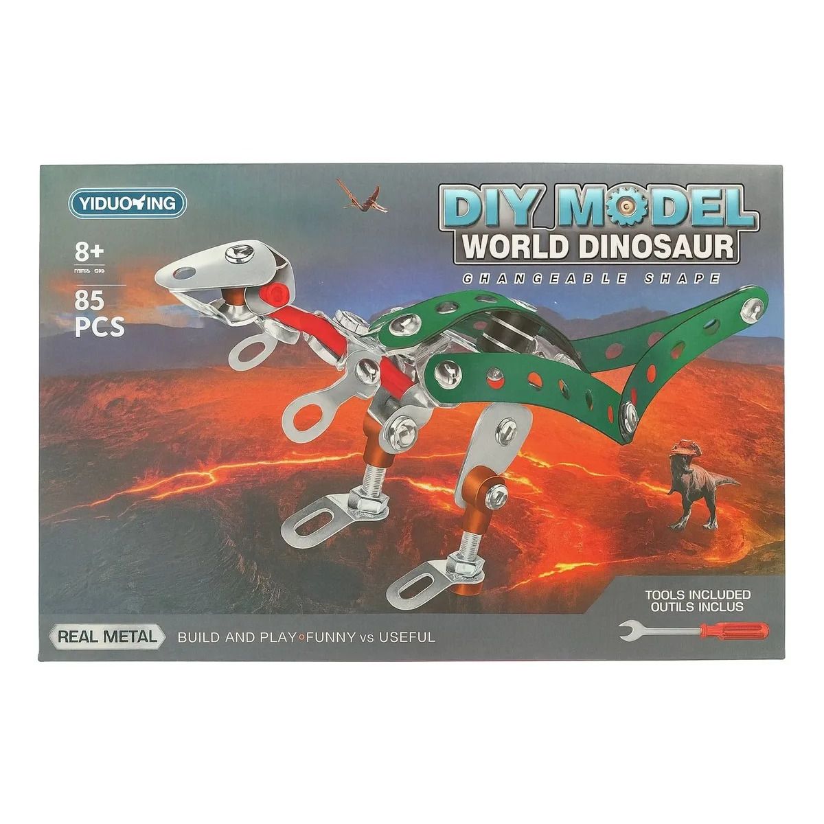 GENERICO - Kit Armable Dinosaurio Metálico 85 Piezas Juguete Educativo