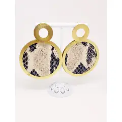 JOYAS GAB - AROS BAÑO ORO AMARILLO APLICACIÓN CUERO ANIMAL PRINT