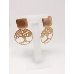 JOYAS GAB - AROS BAÑO ORO ROSADO ARBOL DE LA VIDA
