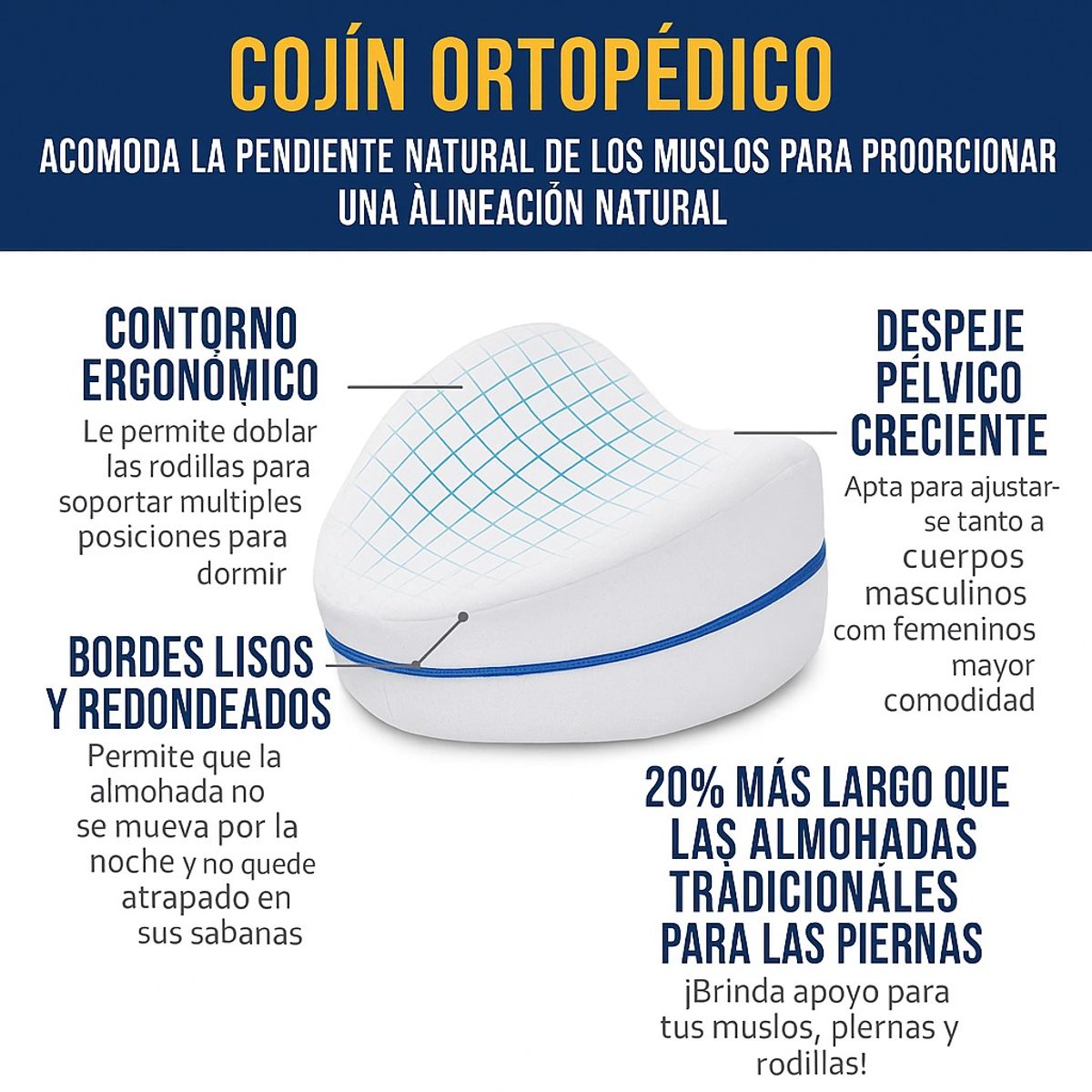Almohada Ergonómica para Piernas, marca GENERICO - Foto Principal