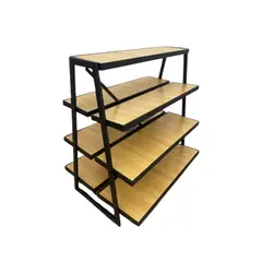 GENERICO - Exhibidor Metálico con Repisas de Madera en Cascada Gms