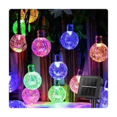 GENERICO - Guirnalda Solar Led 30 Esferas De Cristal Multicolor