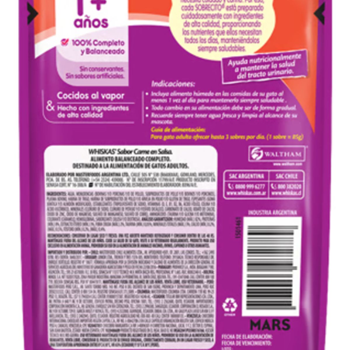 WHISKAS - Sobre Whiskas 0.85 grs Carne