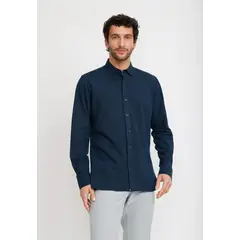 TRIAL - Camisa Lino Algodón Braulio Azul Marino