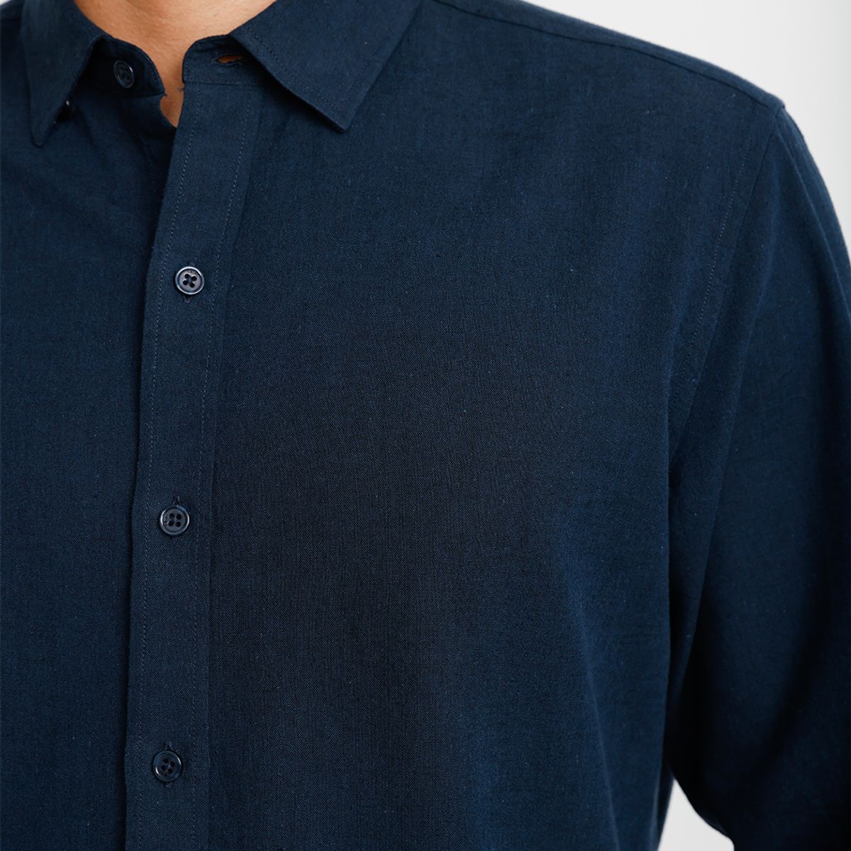 TRIAL - Camisa Lino Algodón Braulio Azul Marino
