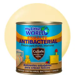 WORLD ACRYLIC - ESMALTE AGUA - Antibacterial infantil CUARTO GALON AMARILLO CREMA