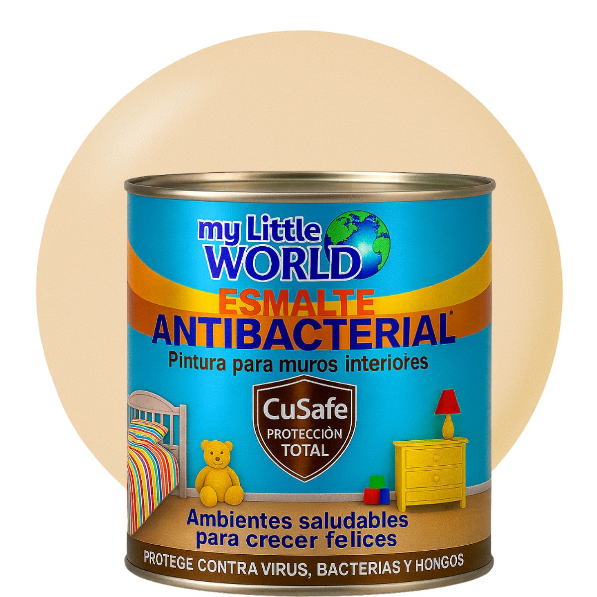 WORLD ACRYLIC - ESMALTE AGUA - Antibacterial infantil CUARTO GALON ARENA SUAVE