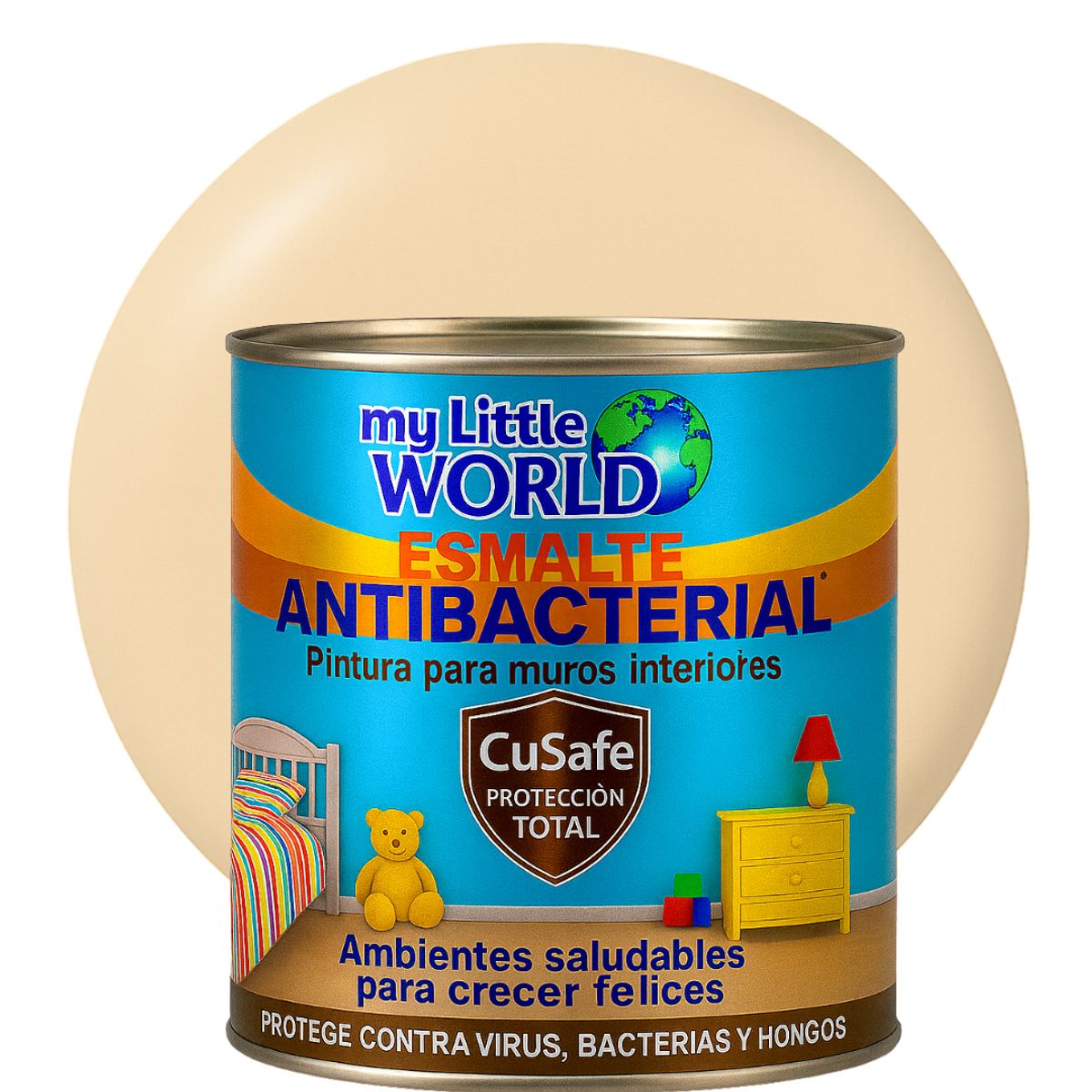WORLD ACRYLIC - ESMALTE AGUA - Antibacterial infantil CUARTO GALON BEIGE CLARO