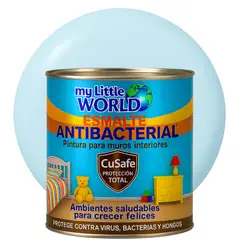 WORLD ACRYLIC - ESMALTE AGUA - Antibacterial infantil CUARTO GALON CELESTE NUBE