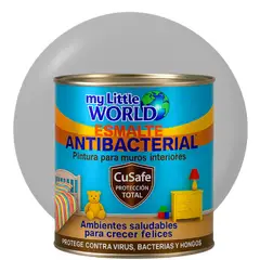 WORLD ACRYLIC - ESMALTE AGUA - Antibacterial infantil CUARTO GALON GRIS PERLA