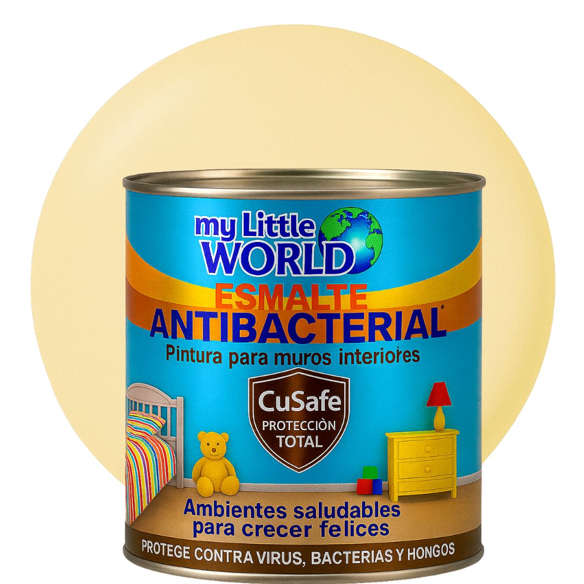 WORLD ACRYLIC - ESMALTE AGUA - Antibacterial infantil CUARTO GALON MAÍZ DULCE