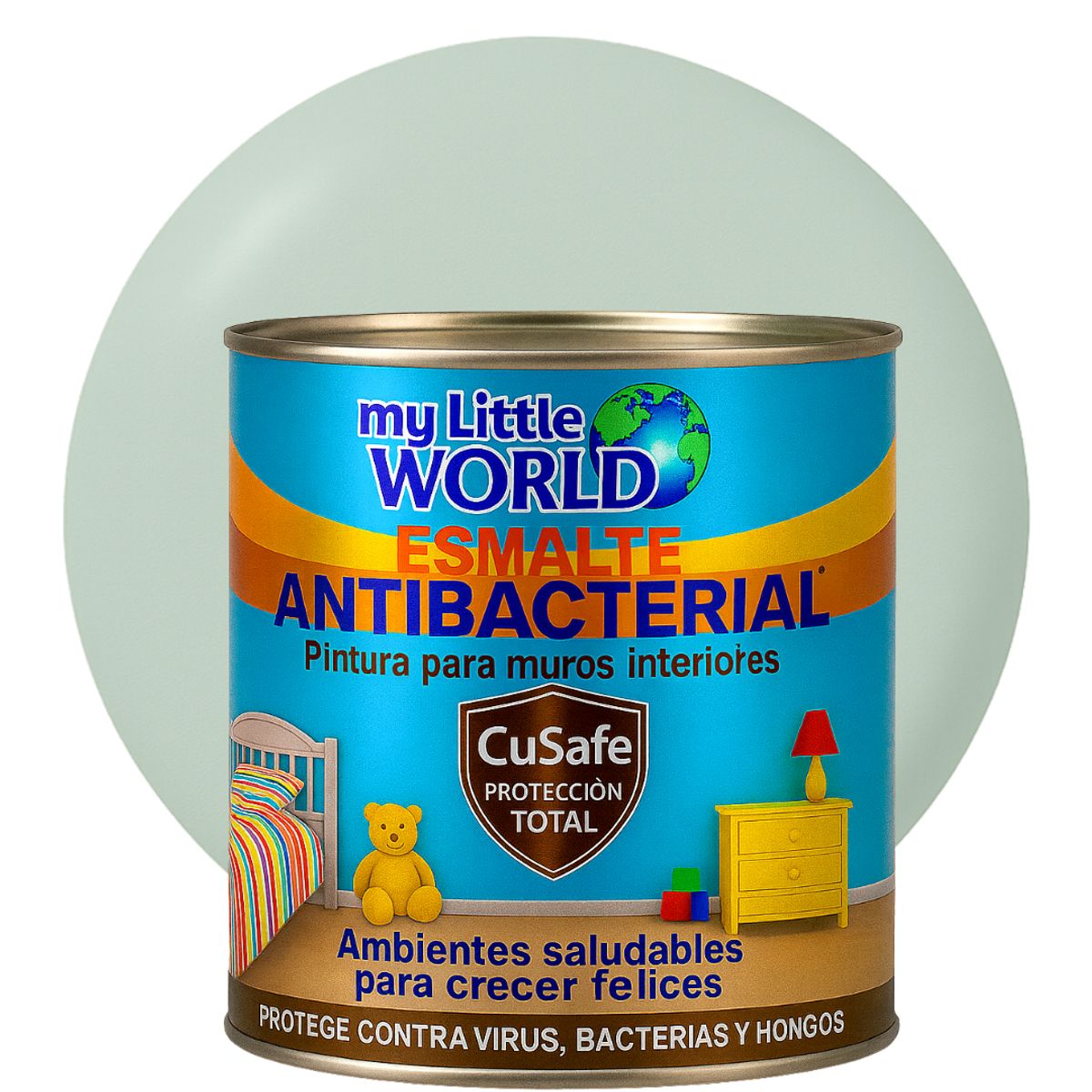 WORLD ACRYLIC - ESMALTE AGUA - Antibacterial infantil CUARTO GALON VERDE AGUA