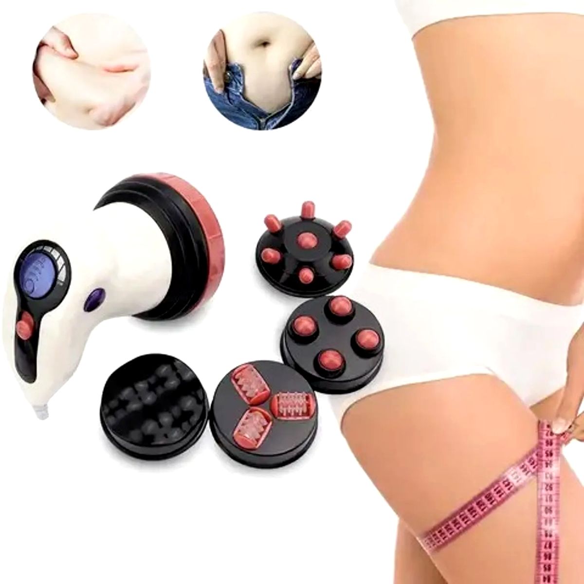 GENERICO - Masajeador Infrarrojo Anticelulítico 4 en 1 con Cabezas Intercambiables