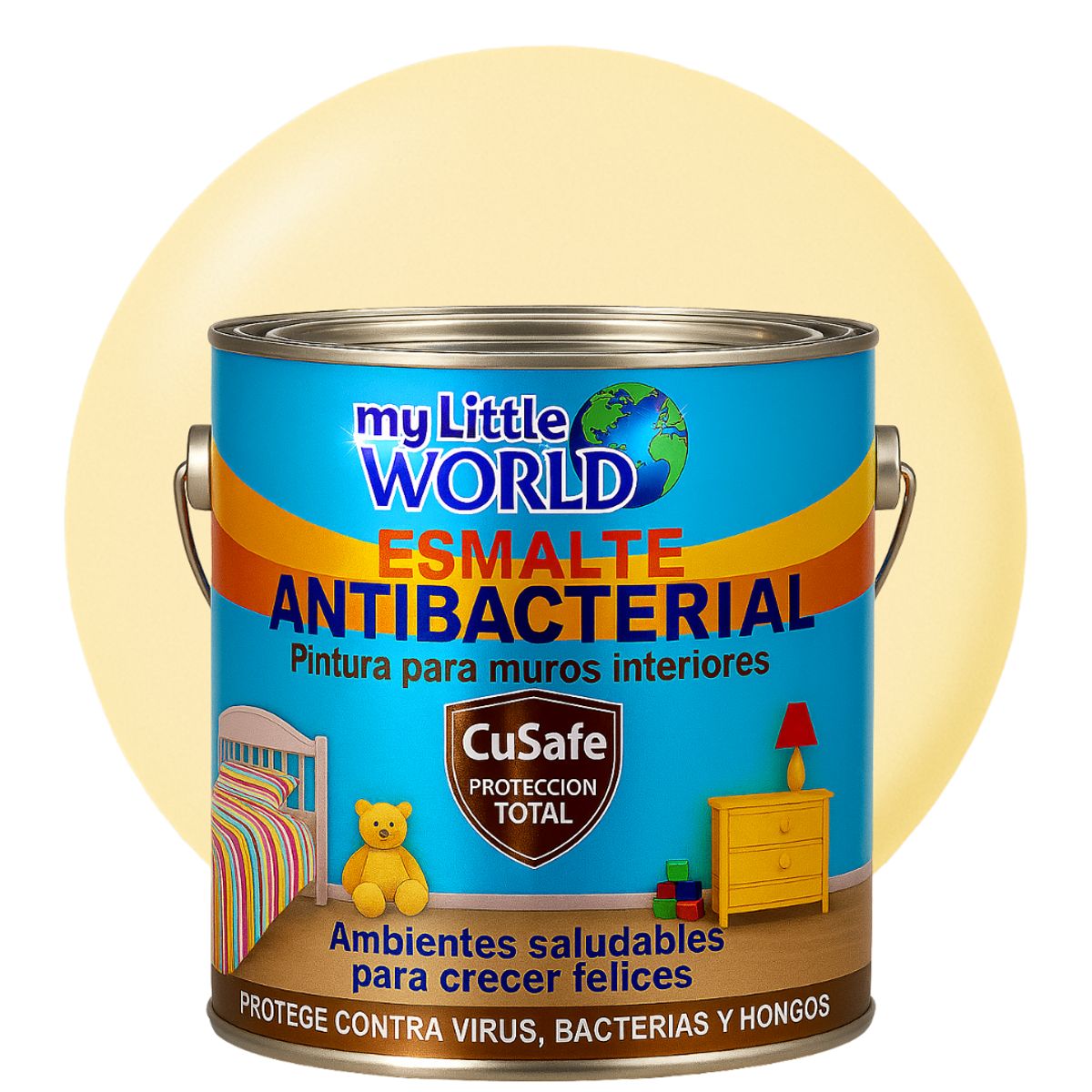 KENT - ESMALTE AGUA - Antibacterial infantil GALON AMARILLO CREMA