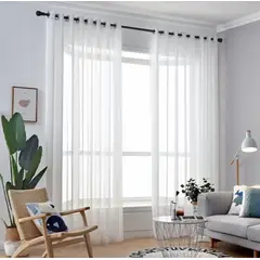 GENERICO - Cortina Velo Liso Con Argolla 2 Paño - Blanco