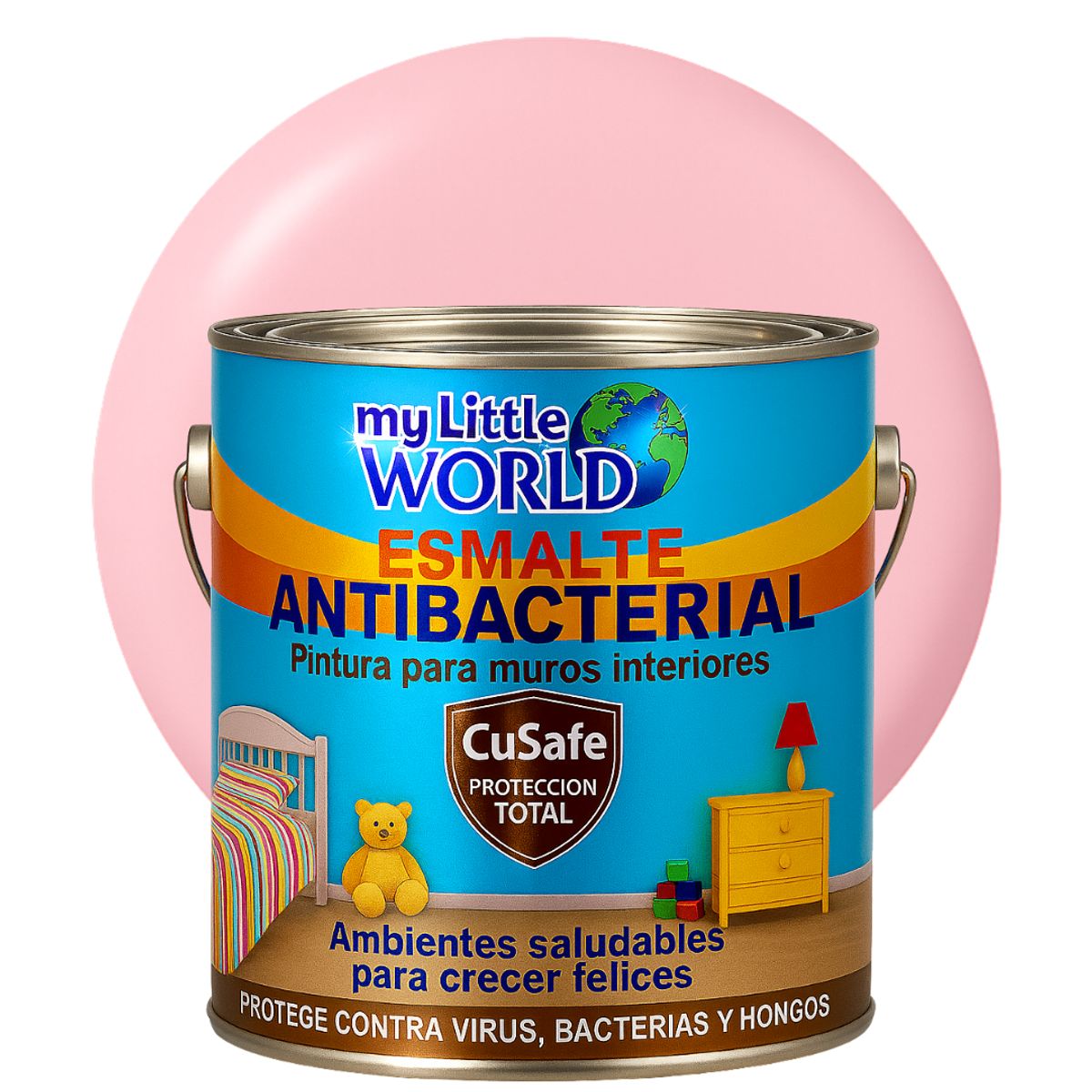 KENT - ESMALTE AGUA - Antibacterial infantil GALON ROSA PASTEL