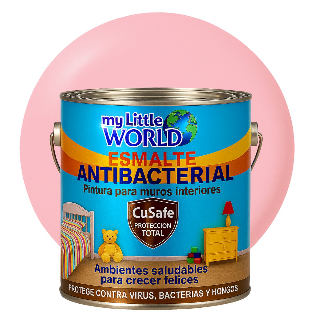 KENT - ESMALTE AGUA - Antibacterial infantil GALON ROSA TÉ