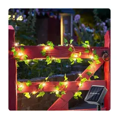 GENERICO - Guirnalda Solar Led 30 Hojas Enredadera Luz Cálida