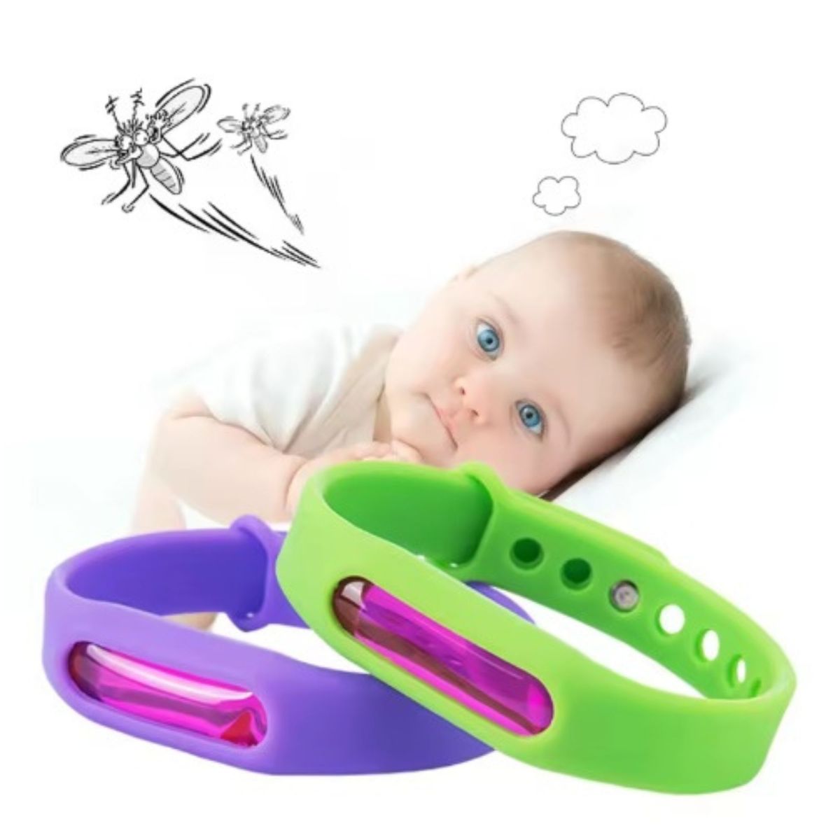 GENERICO - Set de Protección de 4 Pulseras Repelentes de Mosquitos y Zancudos
