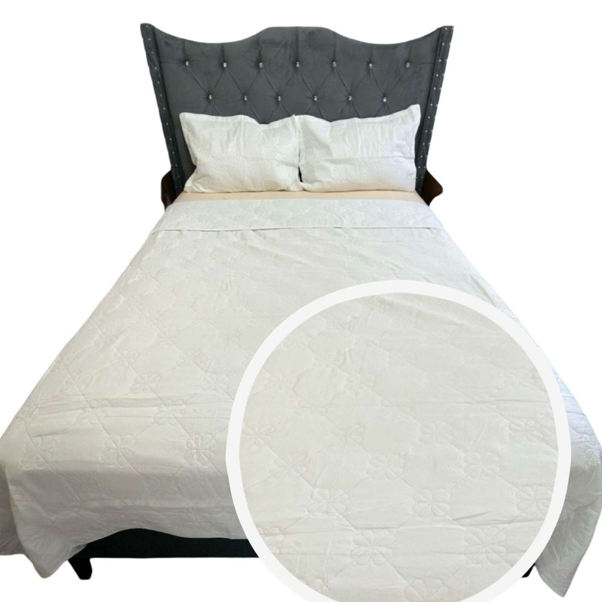 GENERICO - CUBRECAMA QUILT DE LUJO VERANO DELGADO 2 PLAZAS BLANCO
