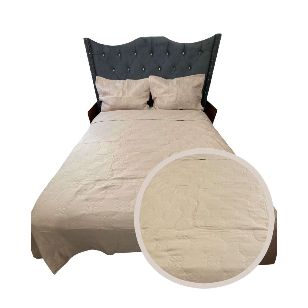 GENERICO - CUBRECAMA QUILT DE LUJO VERANO DELGADO KING BEIGE