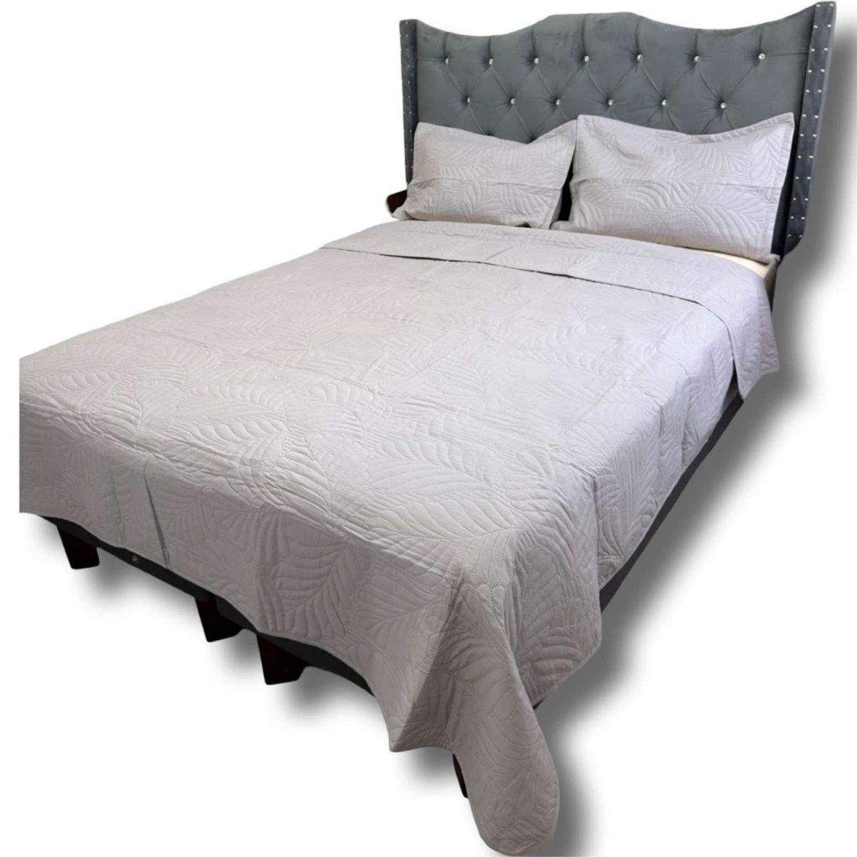 GENERICO - CUBRECAMA QUILT DE LUJO VERANO PLAZA Y MEDIA GRIS