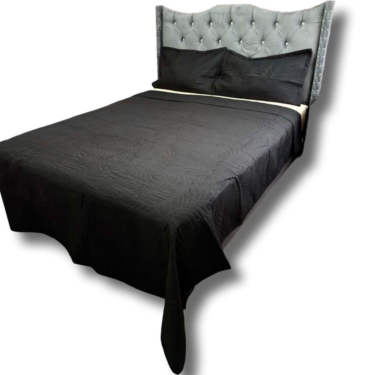 GENERICO - CUBRECAMA QUILT DE LUJO VERANO 2 PLAZA NEGRO