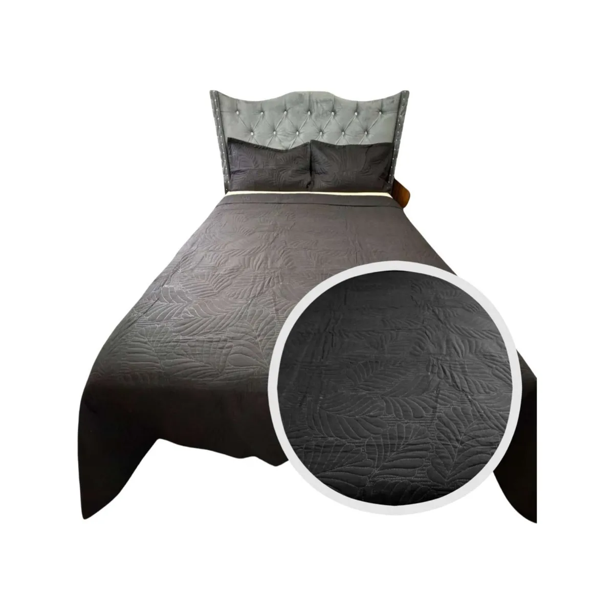 GENERICO - CUBRECAMA QUILT DE LUJO VERANO KING NEGRO