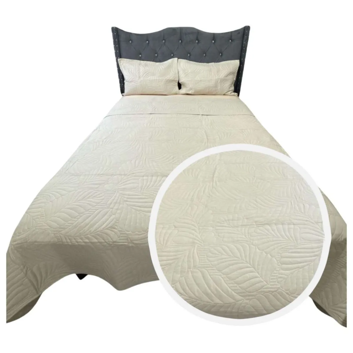 GENERICO - CUBRECAMA QUILT DE LUJO VERANO KING BEIGE