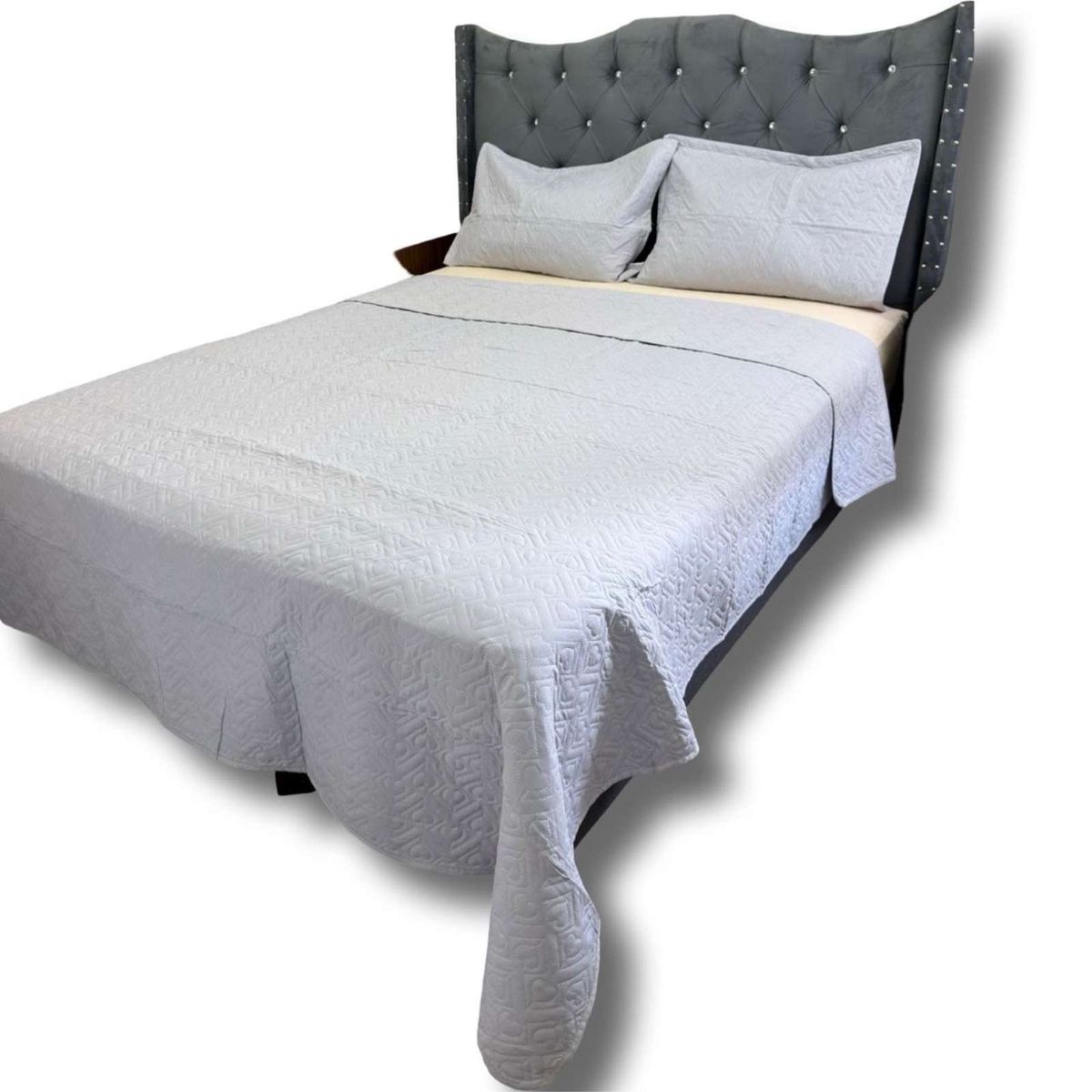 GENERICO - CUBRECAMA QUILT DE LUJO VERANO DELGADO PLAZA Y MEDIA GRIS