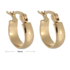 GENERICO - Aros Argollas De Acero Quirúrgico Doradas 10mm