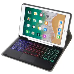 RENVMEXY - Funda Teclado para iPad 9,7 con Trackpad Luz y Desmontable Negro