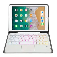 RENVMEXY - Funda Teclado para iPad 97 con Trackpad Luz y Desmontable Dorado