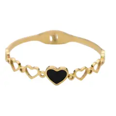 GENERICO - Pulsera Brazalete de Acero Inoxidable Corazones Incluye Caja