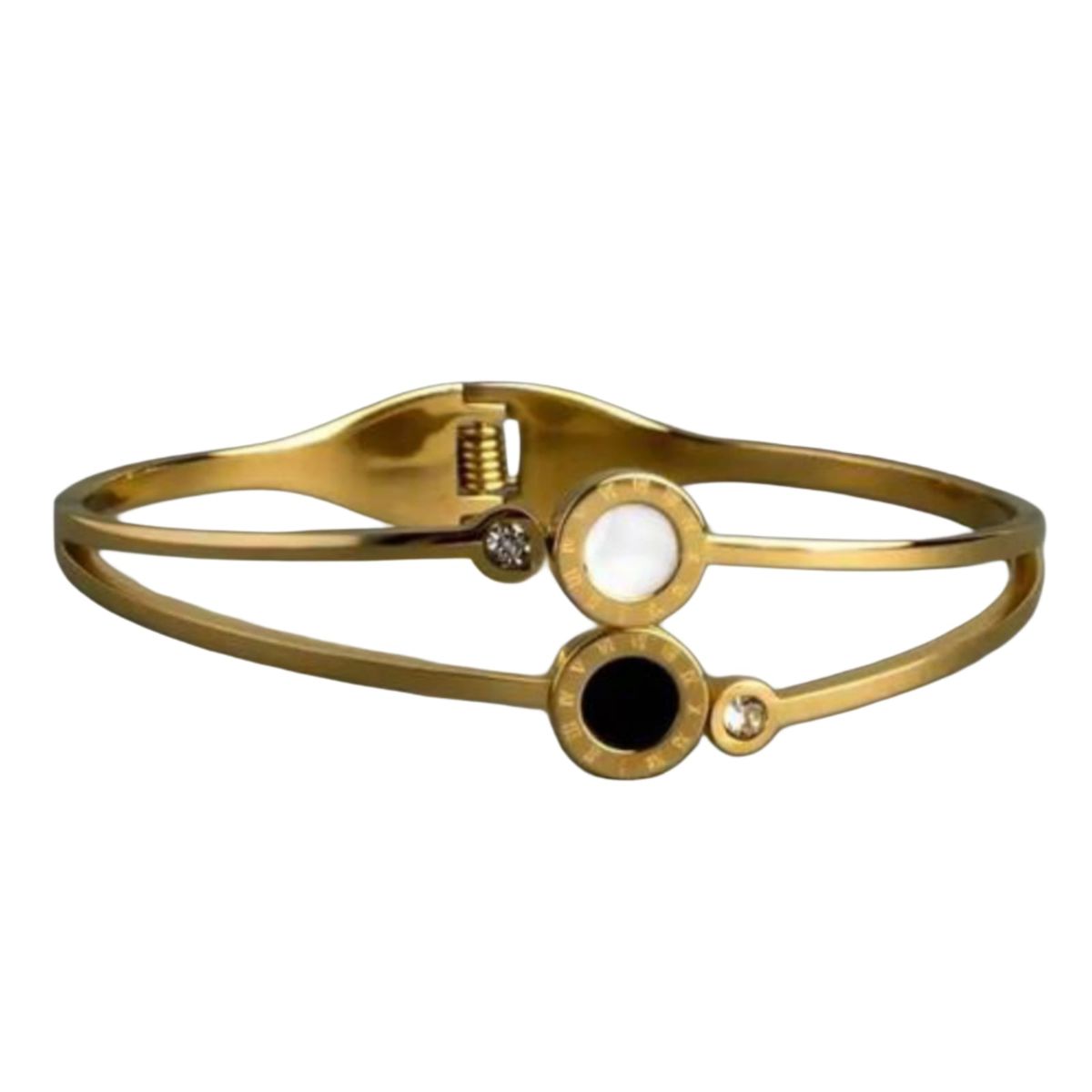 GENERICO - Pulsera Brazalete de Acero Inoxidable CIrculos Incluye Caja