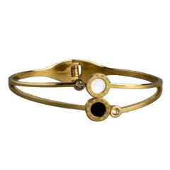 GENERICO - Pulsera Brazalete de Acero Inoxidable CIrculos Incluye Caja