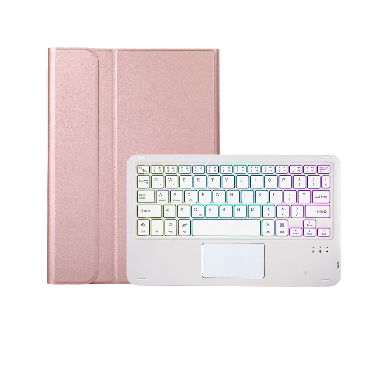 RENVMEXY - Funda Teclado para iPad 97 con Trackpad Luz y Desmontable Rosa Gold