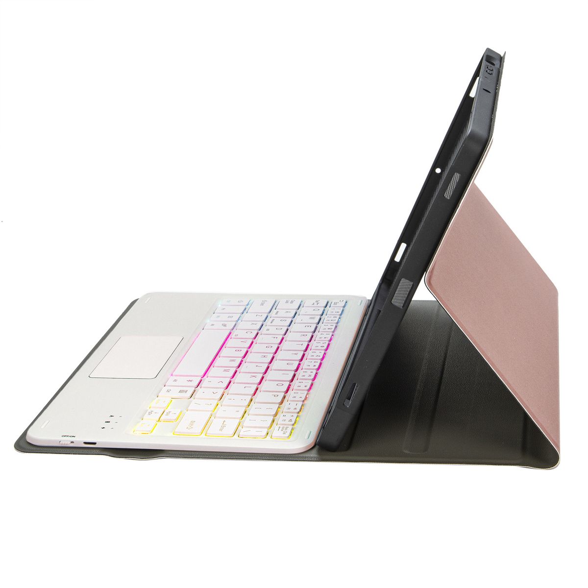 RENVMEXY - Funda Teclado para iPad 97 con Trackpad Luz y Desmontable Rosa Gold