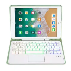 RENVMEXY - Funda Teclado para iPad 9,7 con Trackpad Luz y Desmontable Verde Claro