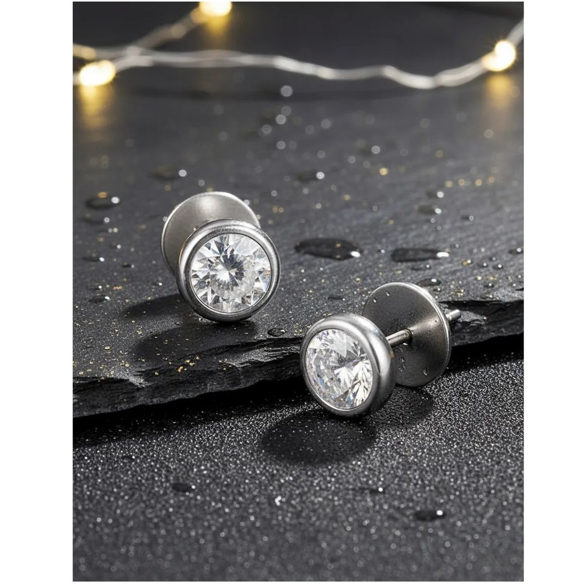 GENERICO - Aros Punk Rock Black Space Acero Quirúrgico Hombre Mujer