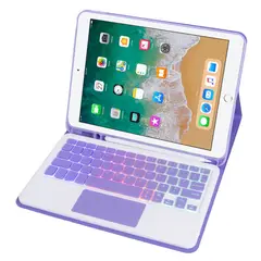 RENVMEXY - Funda Teclado para iPad 9,7 con Trackpad Luz y Desmontable Púrpura