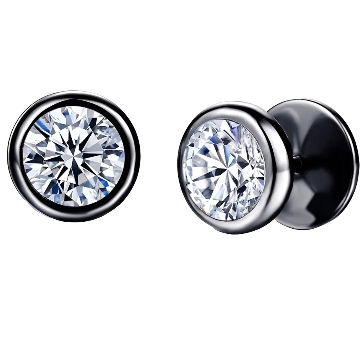 GENERICO - Aros Punk Rock Black Space Acero Quirúrgico Hombre Mujer