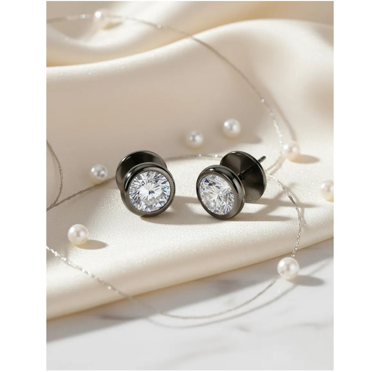 GENERICO - Aros Punk Rock Black Space Acero Quirúrgico Hombre Mujer