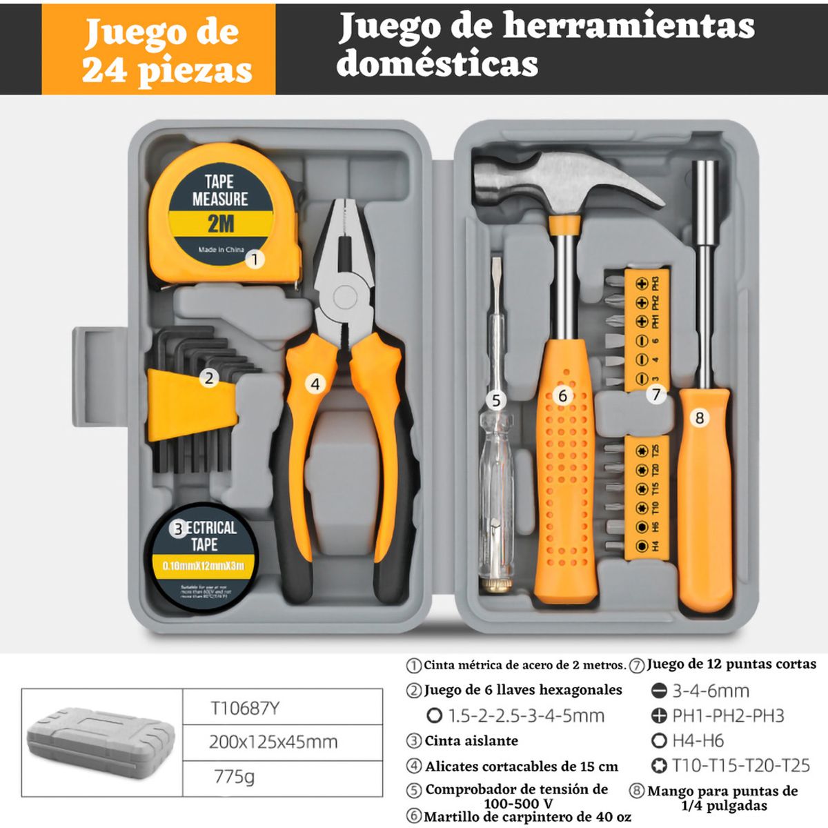 GENERICO - Mini Juego De Herramientas Pequeñas De 24 Piezas Con Caja