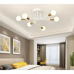 RENVMEXY - Lámpara de techo vintage bombillas 6e27 no incluidas oro blanco