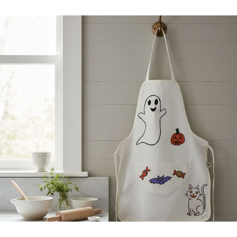 HAOKIDS - Delantal Halloween cocina niña/o talla única 3 a 7 años pintado a mano