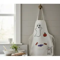 HAOKIDS - Delantal Halloween cocina niña/o talla única 3 a 7 años pintado a mano