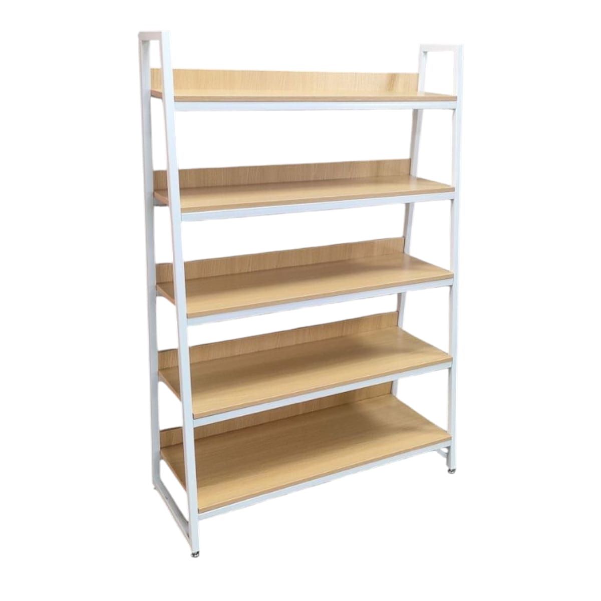 GENERICO - Exhibidor Metálico Blanco con Repisas de Madera Gms