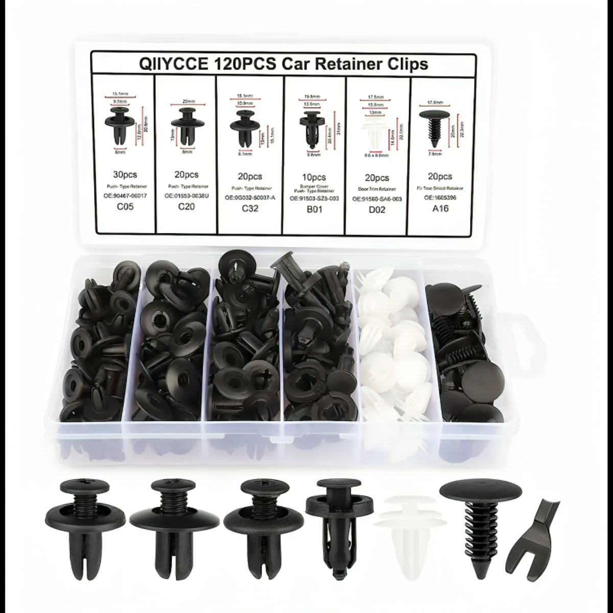 GENERICO - Set Clip Remache Plastico Sujecion Para Coche Broches Autos