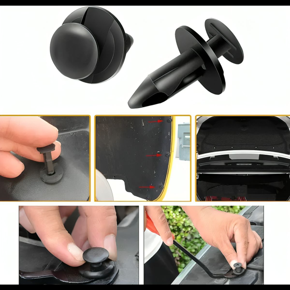 GENERICO - Set Clip Remache Plastico Sujecion Para Coche Broches Autos